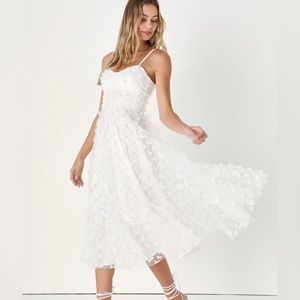 Lulu’s Time to Fly White Butterfly Lace-Up Midi Dress